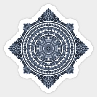 Blue and White Mandala - Geometric Ornate Mandala - Manafold Art Sticker